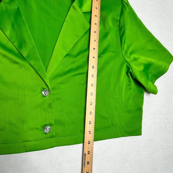 WAYF Womens Green Cropped Button-Up Blazer Top Size XL - Picture 4 of 8